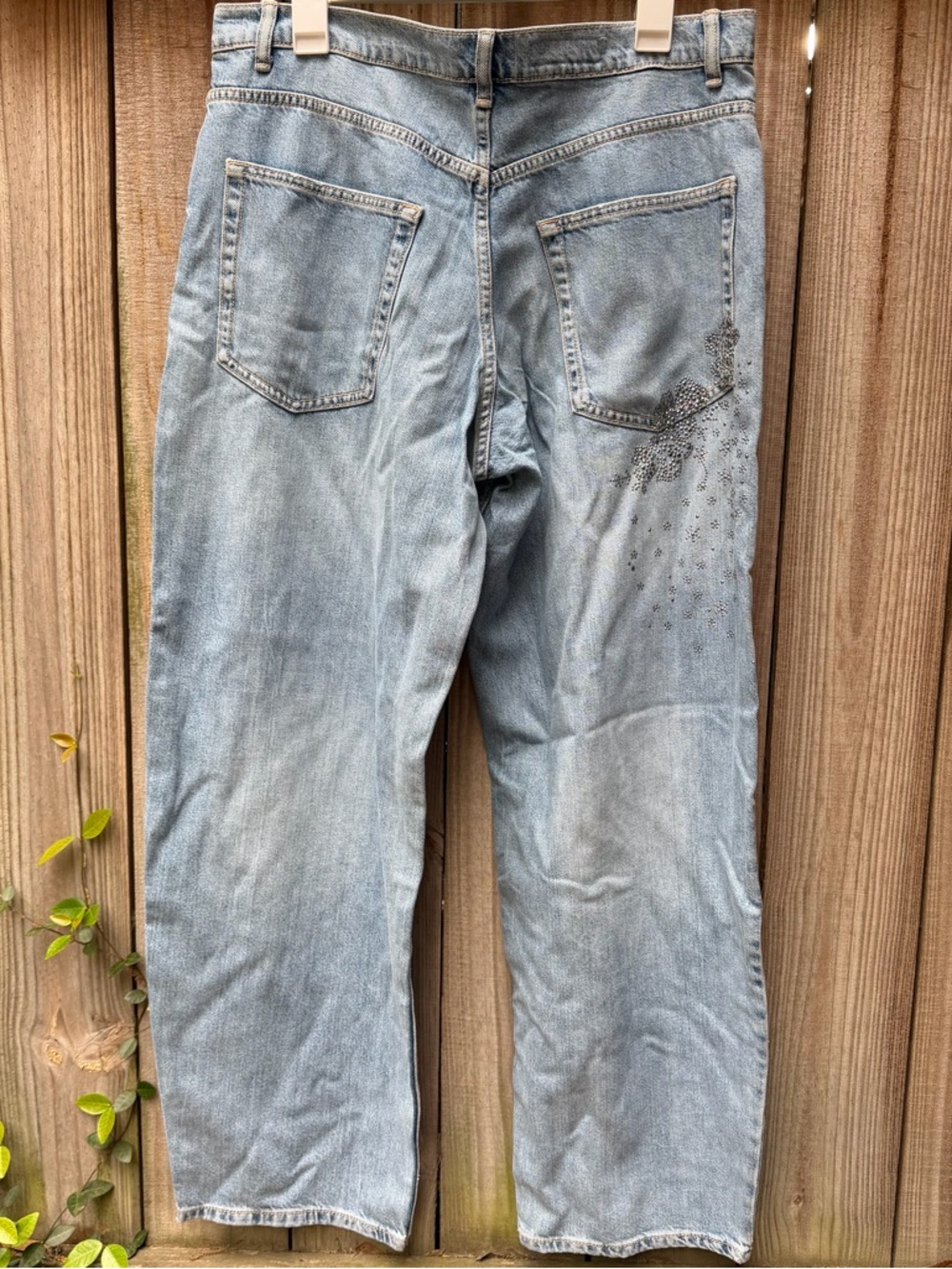 NWT/Zara TRF mid-rise rhinestone jeans/US12 - Picture 6 of 7